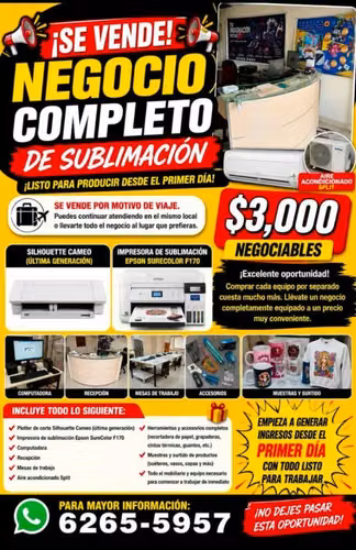 Vendo negocio completo de sublimación impresiones