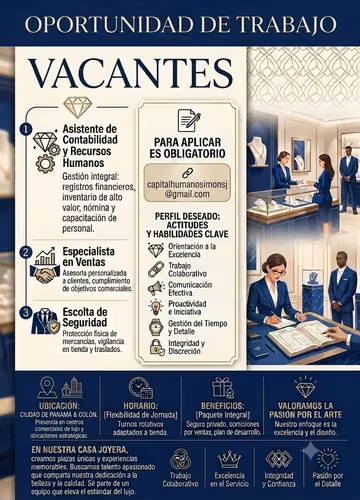 VACANTES EN VENTAS, CONTABILIDAD CON RRHH Y ESCOLTA