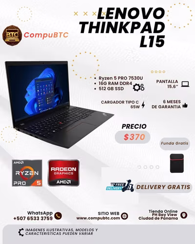 Lenovo Thinkpad L15 G4 con Ryzen 5 PRO 7530U, 16GB RAM y 512 SSD - Imagen 6