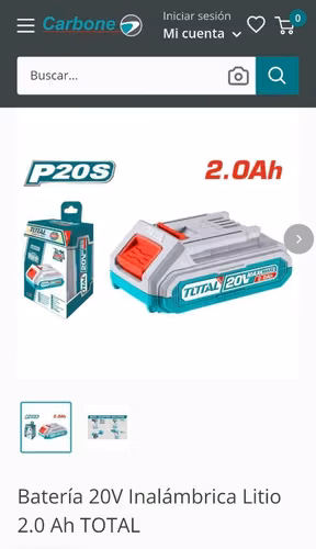 Juego de 2 BATERÍAS 20V Inalambricas Litio 2.0 Ah Total y Cargador