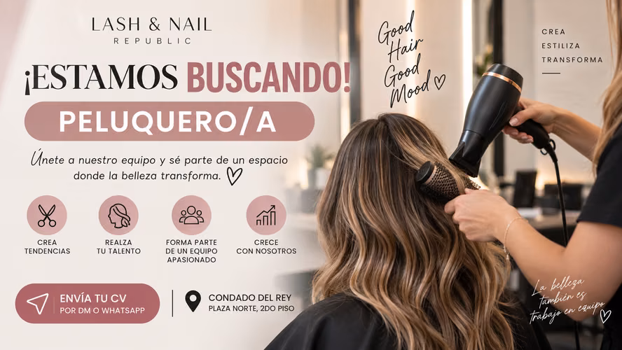  ¡ESTAMOS BUSCANDO PELUQUERO/A!