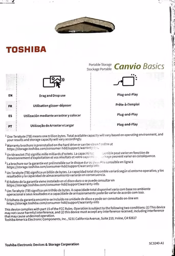 Disco duro externo de 1 TB Toshiba