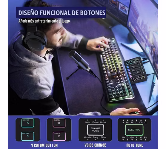 FIFINE Kit de Audio Gaming y Streaming con Micrófono XLR + Mezclador RGB - Imagen 7