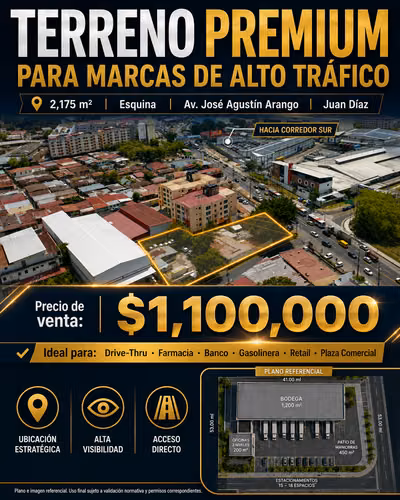 TERRENO PREMIUM EN UBICACION ESTRATEGICA PARA MARCAS DE ALTO TRAFICO