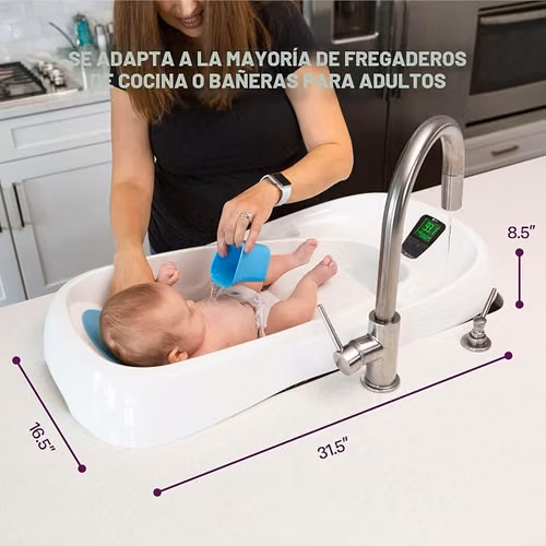 4moms Bañera de agua limpia, bañera 3 en 1 Grow-with-Me con termómetro digital