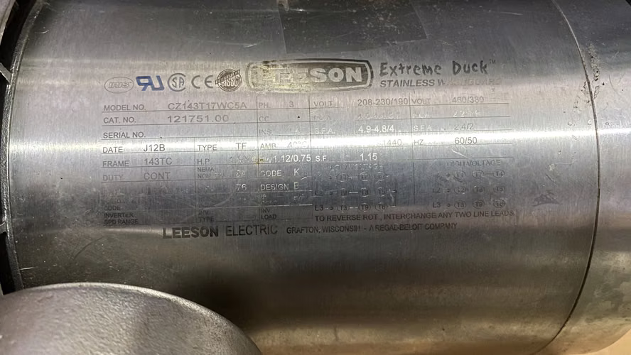 Motor Electrico Leeson Extreme Duck Stainless 1.5 HP 3F 230/460V NUEVO 