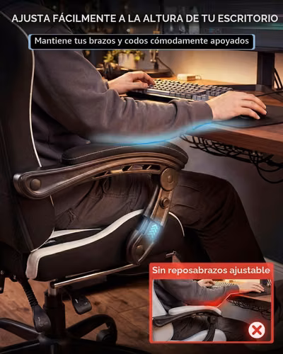 Silla ergonómica tipo gaming/oficina (Dowinx) con reposapiés y lumbar de masaje (Sin uso / como nueva) - Imagen 5