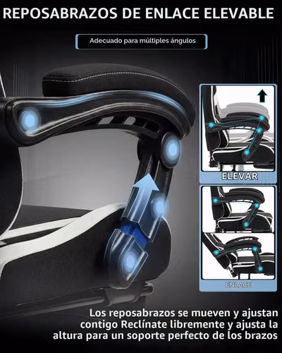 Silla ergonómica tipo gaming/oficina (Dowinx) con reposapiés y lumbar de masaje (Sin uso / como nueva) - Imagen 3