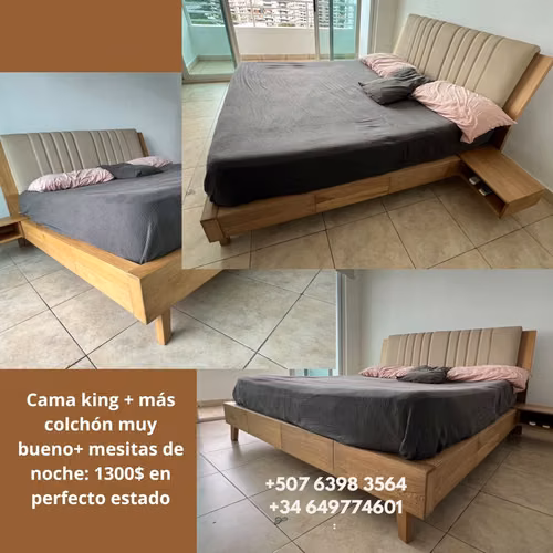 Full King Bed + Pendant + Night Tables (Excellent State)