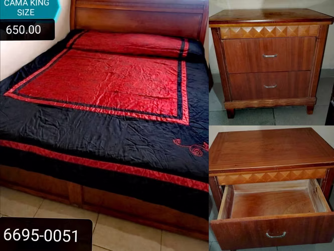 CAMA KING SIZE 2 MESITA DE NOCHE 