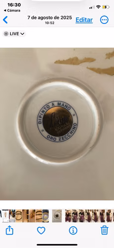 Plato de cerámica italiana para clgr en la pared pintado a mano con tinta de oro  - Imagen 3