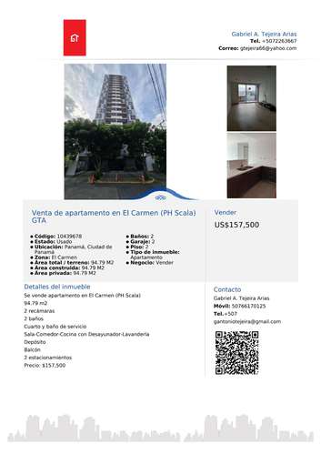 Venta de apartamento en El Cangrejo/El Carmen (PH Miro/Scala) GTA - Imagen 3