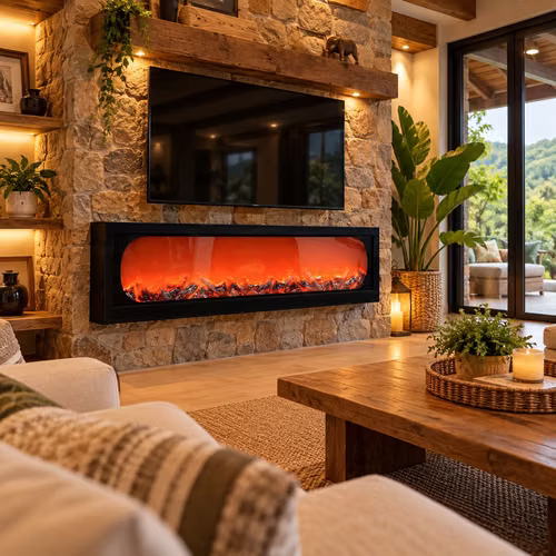 Chimenea led 122cm de largo animacion realista