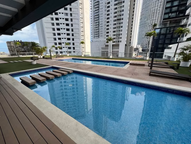 ALQUILO APARTAMENTO EN BELLA VISTA, 1 RECAMARA, AMOBLADO, 45M2, PISO ALTO.