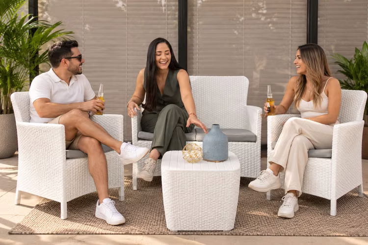 Juego de terraza impermeable nuevo blanco