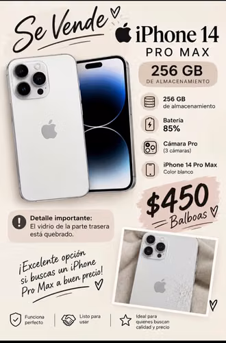 I sell iPhone 14 Pro Max 256 gb 85% batteries