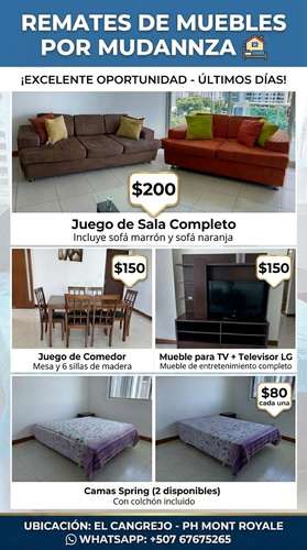 Remate de Muebles para el Hogar: Camas, Comedor, Sala y Mueble de TV con Televisor – El Cangrejo
