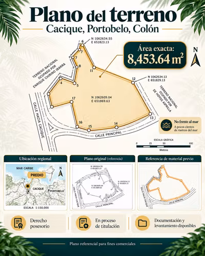 Terreno 8,453.64 m² en Cacique, Portobelo | Venta o Joint Venture