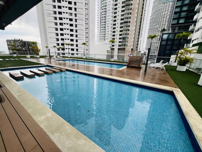ALQUILO APARTAMENTO EN BELLA VISTA, 1 RECAMARA, AMOBLADO, 45M2, PISO ALTO.