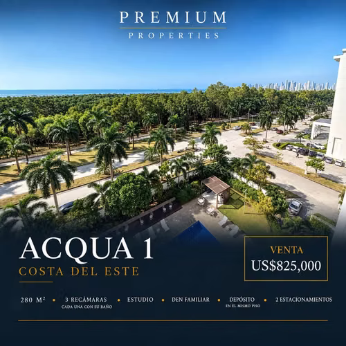 Apartamento en Venta en Acqua 1, Costa del Este | 280 m² | 3 Recámaras - Imagen 1