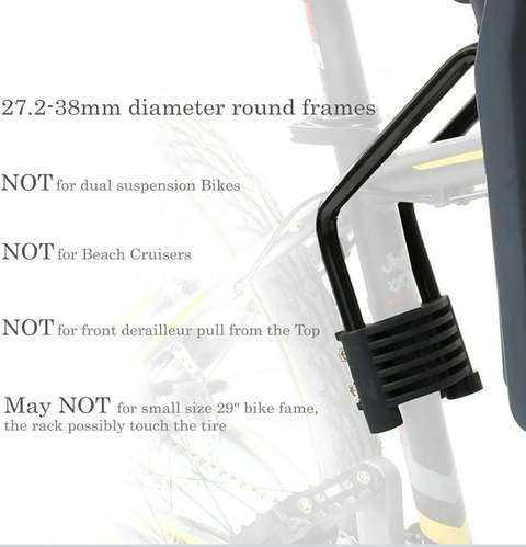 Asiento frontal para bicicleta para trasladar bebés y niños, estándar, EE. UU., con pasamanos - Imagen 4