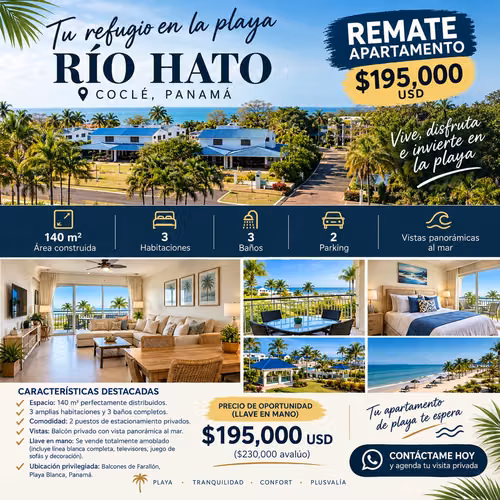 REMATE DE APARTAMENTO EN PLAYA BLANCA