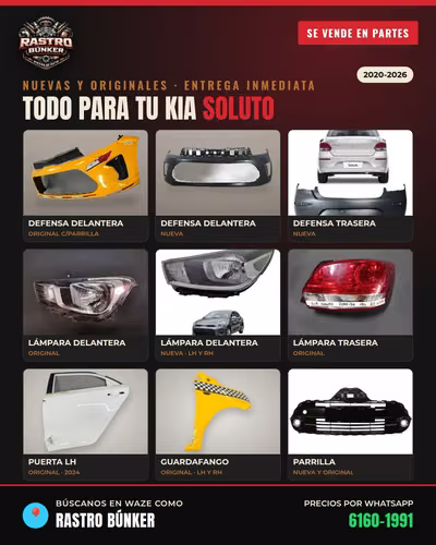 Kia Soluto is sold in parts - new and original pieces from $30
