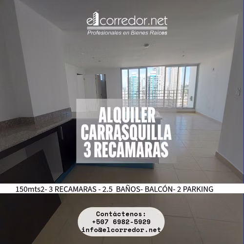 ESTRENE, 3 RECÁMARAS A PASOS DEL PARQUE OMAR,  ALQUILER LÍNEA BLANCA $1,400.00USD