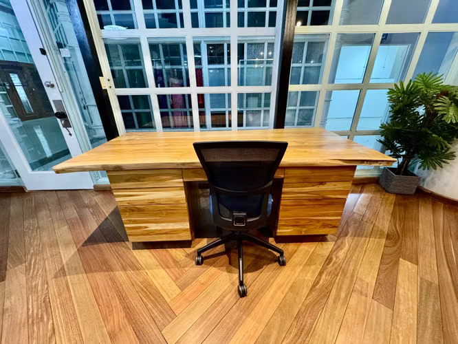 Escritorio de madera 100% teca – 217 × 100 cm - Imagen 5