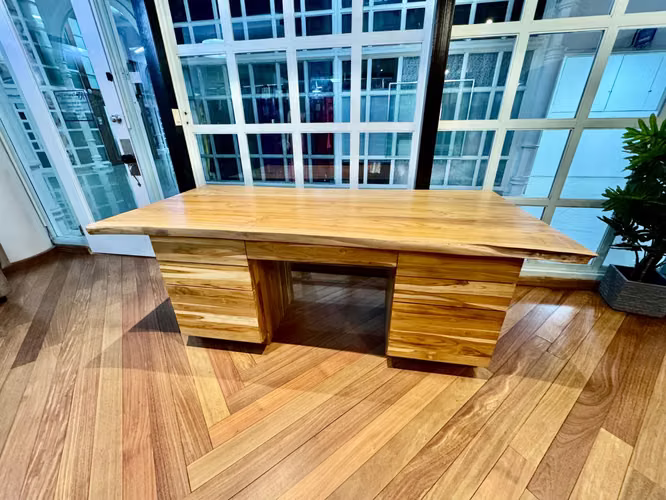 Escritorio de madera 100% teca – 217 × 100 cm - Imagen 3