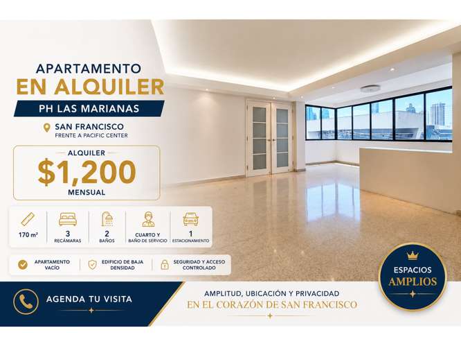 Apartamento en Alquiler San Francisco | Las Marianas | Solo Aires CT