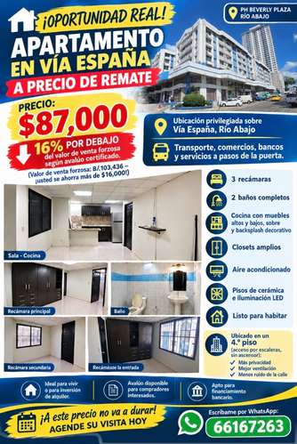  ¡OPORTUNIDAD REAL! VENTA DE APARTAMENTO TOTALMENTE REMODELADO EN VÍA ESPAÑA