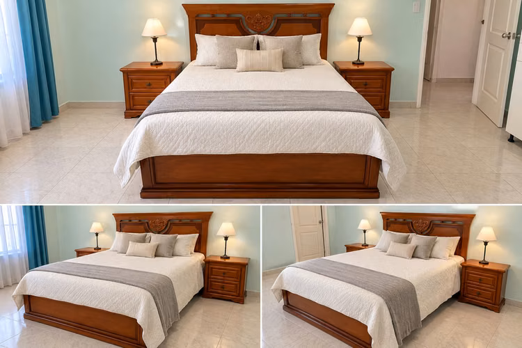Juego de recámara Queen con 2 mesitas de noche y colchón Pillow Top