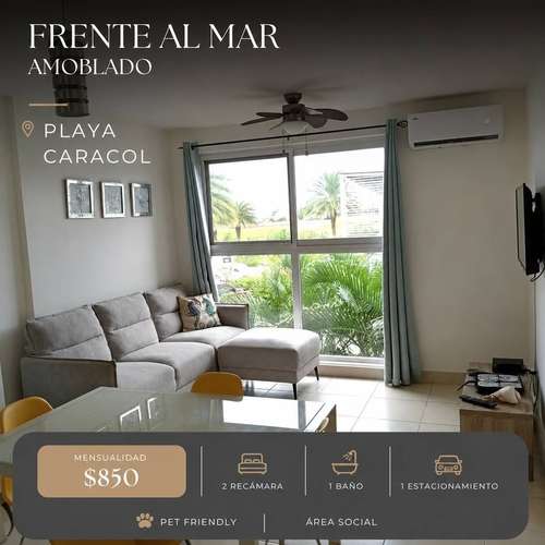 Apartamento Amoblado en Alquiler – Playa Caracol $850 mensual. 