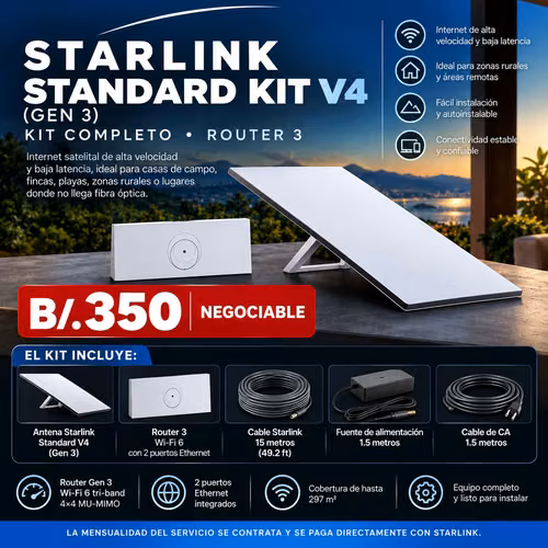 Kit Antena Satelital estándar V4 Starlink | Conecta hasta 235 dispositivos | Blanco  - Imagen 6