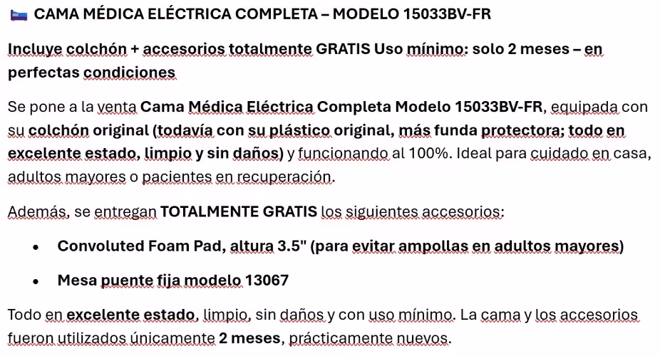 CAMA MÉDICA ELÉCTRICA COMPLETA – MODELO 15033BV-FR - Imagen 6