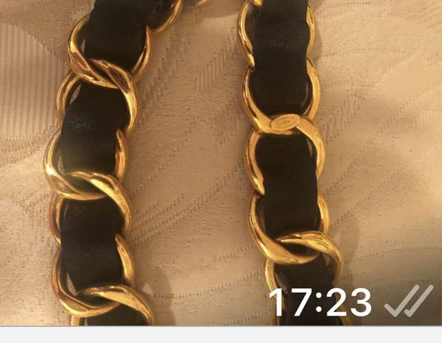 CHANEL CINTURON VINTAGE DE CUERO Y CADENA MASISA  - Imagen 4