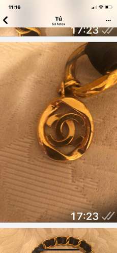 CHANEL CINTURON VINTAGE DE CUERO Y CADENA MASISA  - Imagen 7