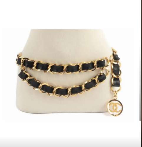 CHANEL CINTURON VINTAGE DE CUERO Y CADENA MASISA  - Imagen 6