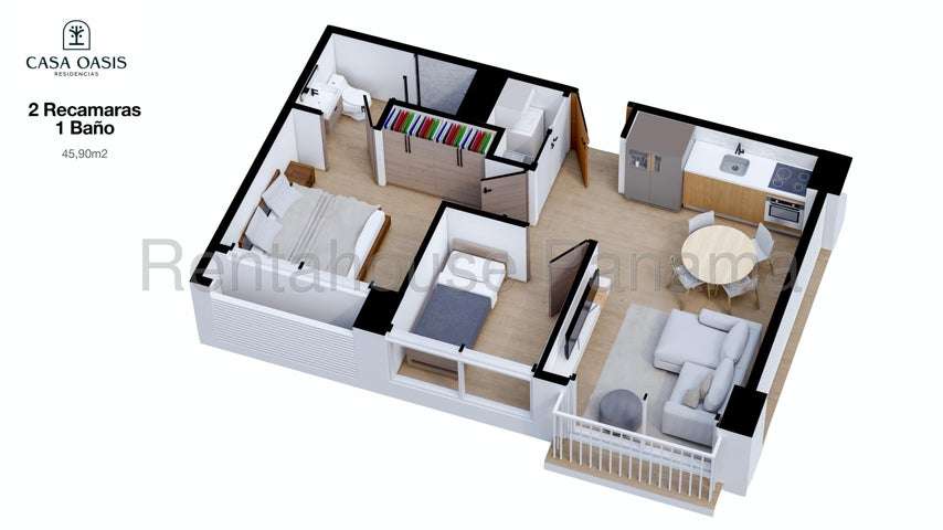 Apartamento en venta de 2 recámaras 1 baño, con área social completa en Casa Oasis - Imagen 12