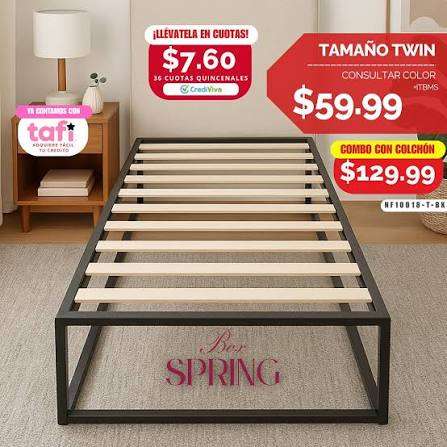 Colchón twin 3/4 NUEVO + Base Cama Box spring NEGOCIABLE  - Imagen 5