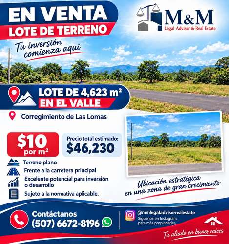 Lote titulado de 4623 m² en Las Lomas, David, rodeado de naturaleza