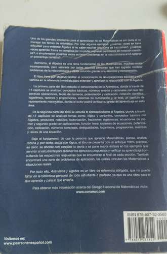 ¡LIBRO DE ARITMÉTICA Y ÁLGEBRA EN VENTA! 