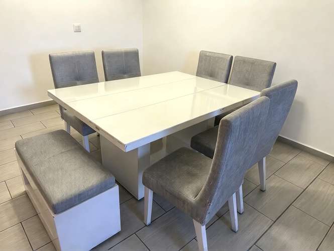 JUEGO DE COMEDOR COMPLETO 6 SILLAS + BUTACA 