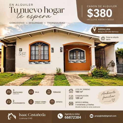  CASA EN ALQUILER | BOSQUES DE VALLE HERMOSO, ARRAIJÁN
