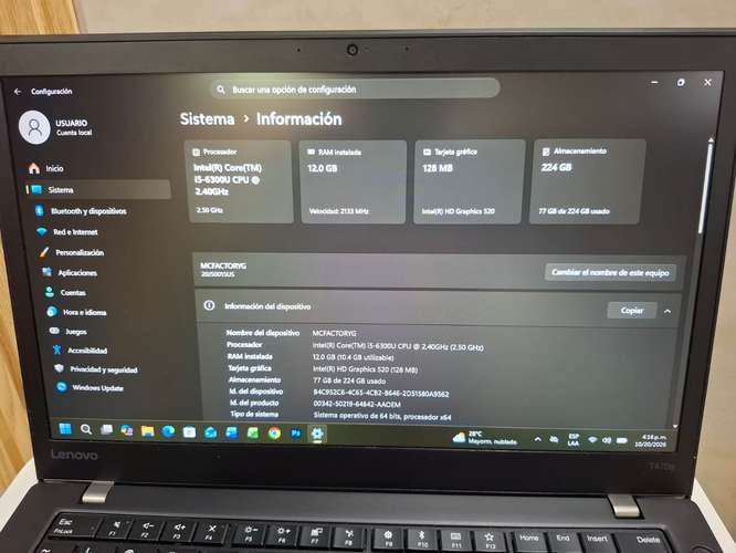 Laptop Lenovo T470s (negociable)  - Imagen 4