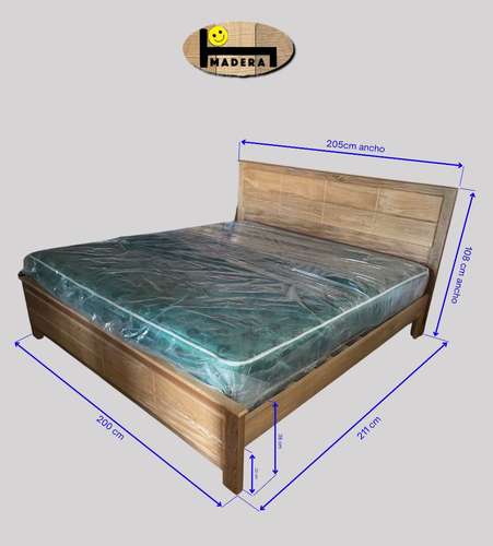 Cama king fuerte duradera capacidad de 1,200 libras hechas con roble o teka - Imagen 4