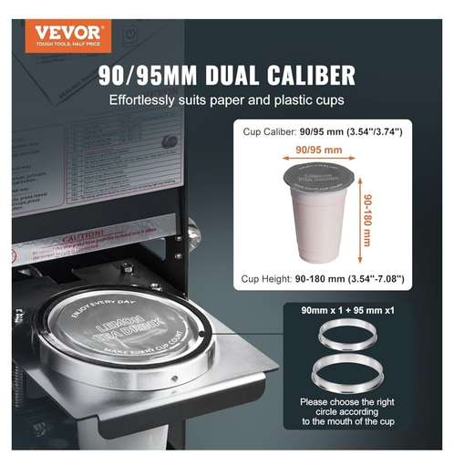Máquina selladora de vasos VEVOR + rollo de sellado – $230 - Imagen 2
