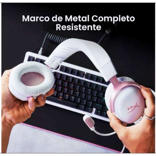 AUDÍFONOS GAMER HYPERX CLOUD III WHITE/PINK GAMING HEADSET "SON NUEVOS"