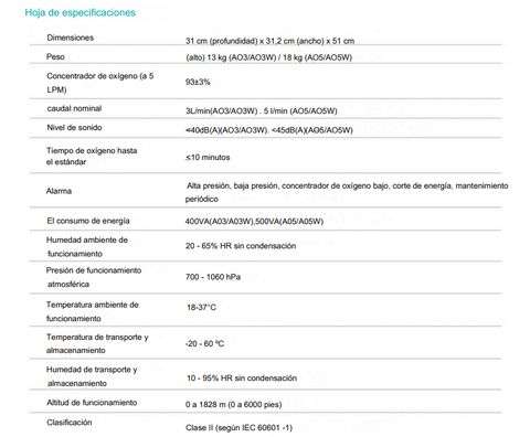 Respicare .... Concentrador de oxígeno de 5 litros - Oxígeno hasta 93% - Silencioso - Con pantalla LCD